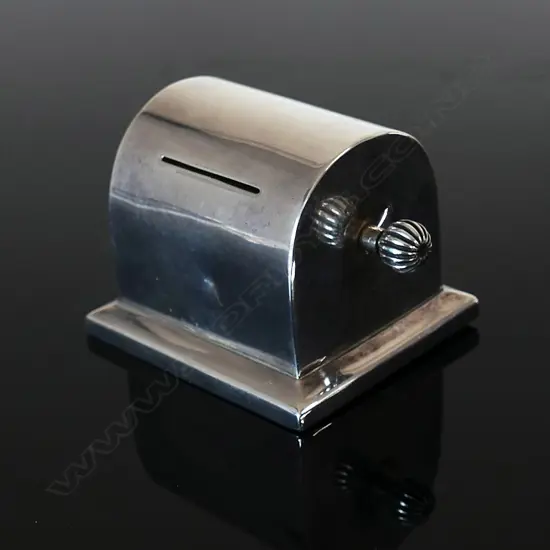 1906 Asprey Sterling Silver Single Stamp Coil Dispenser (one slot and roller inside)