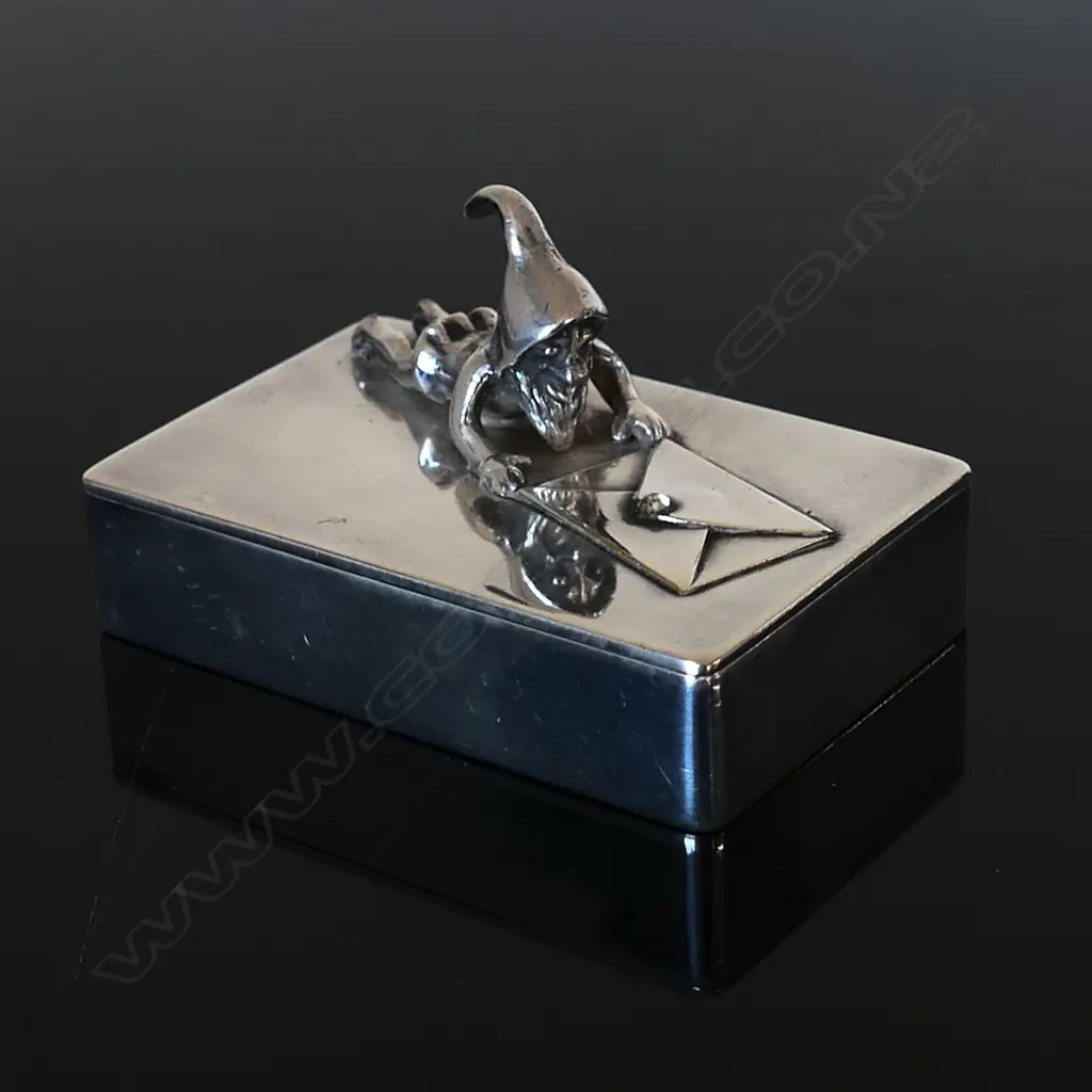 Silver Plate Double Compartment Stamp Box Image 1++