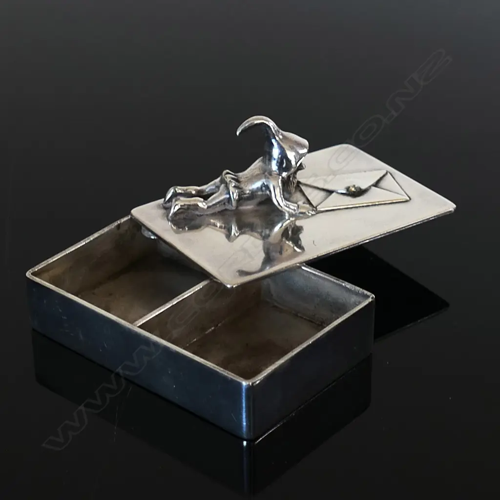 Silver Plate Double Compartment Stamp Box Image 1++