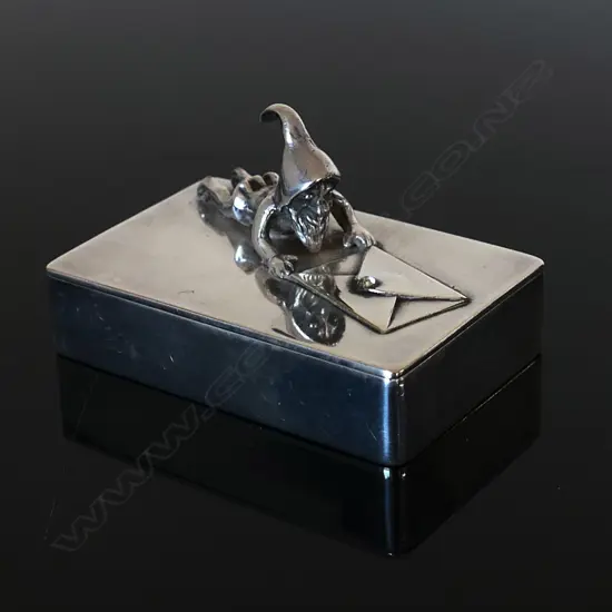 Silver Plate Double Compartment Stamp Box
