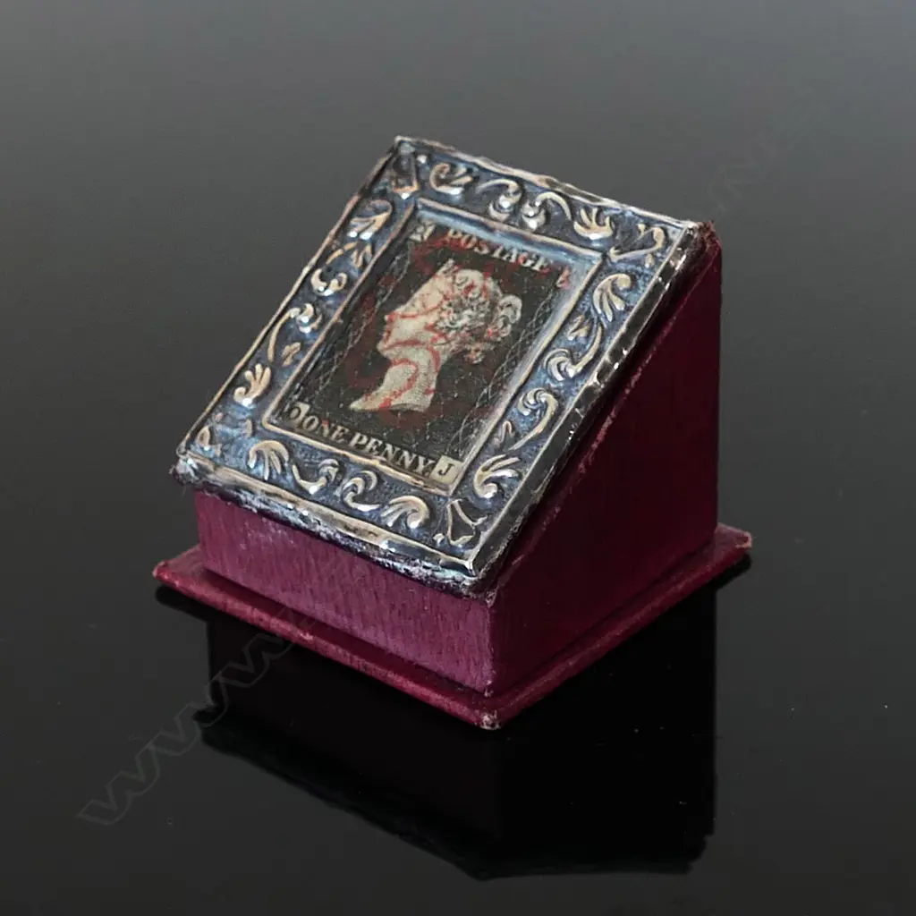 Birmingham c.1900 Hallmarked  Silver and Leather Single Compartment Stamp Box, Image 1++