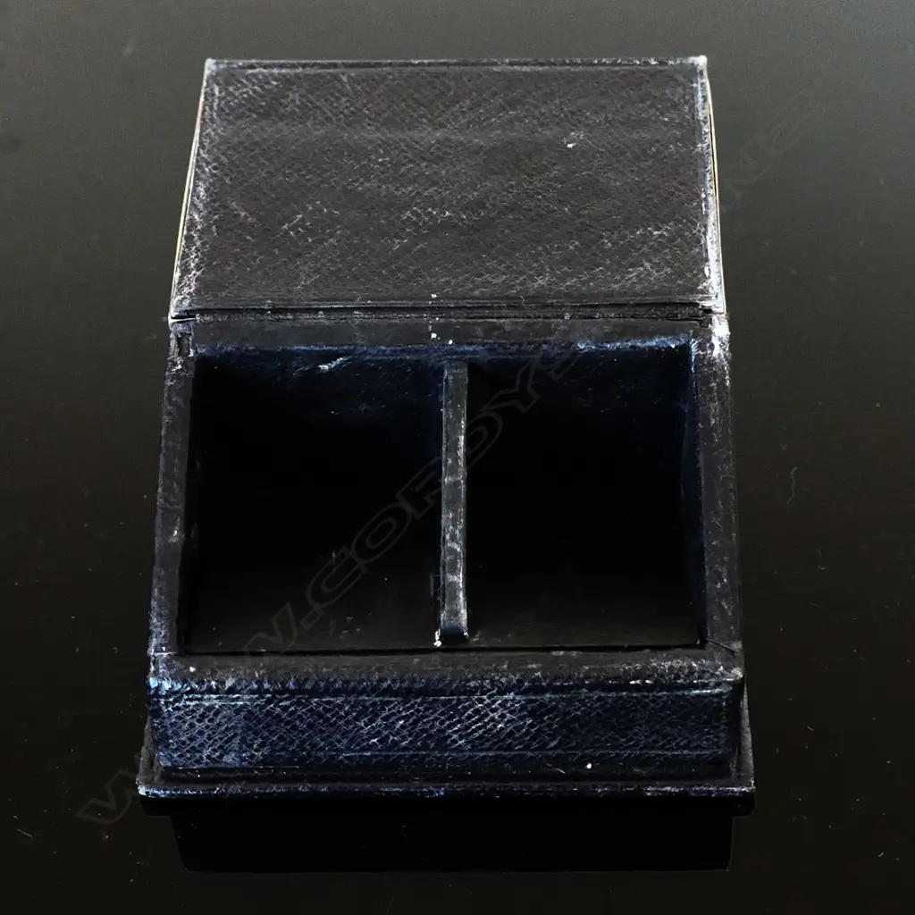 1902 Birmingham Hallmarked Silver and leather double compartment box by I. B Image 1++