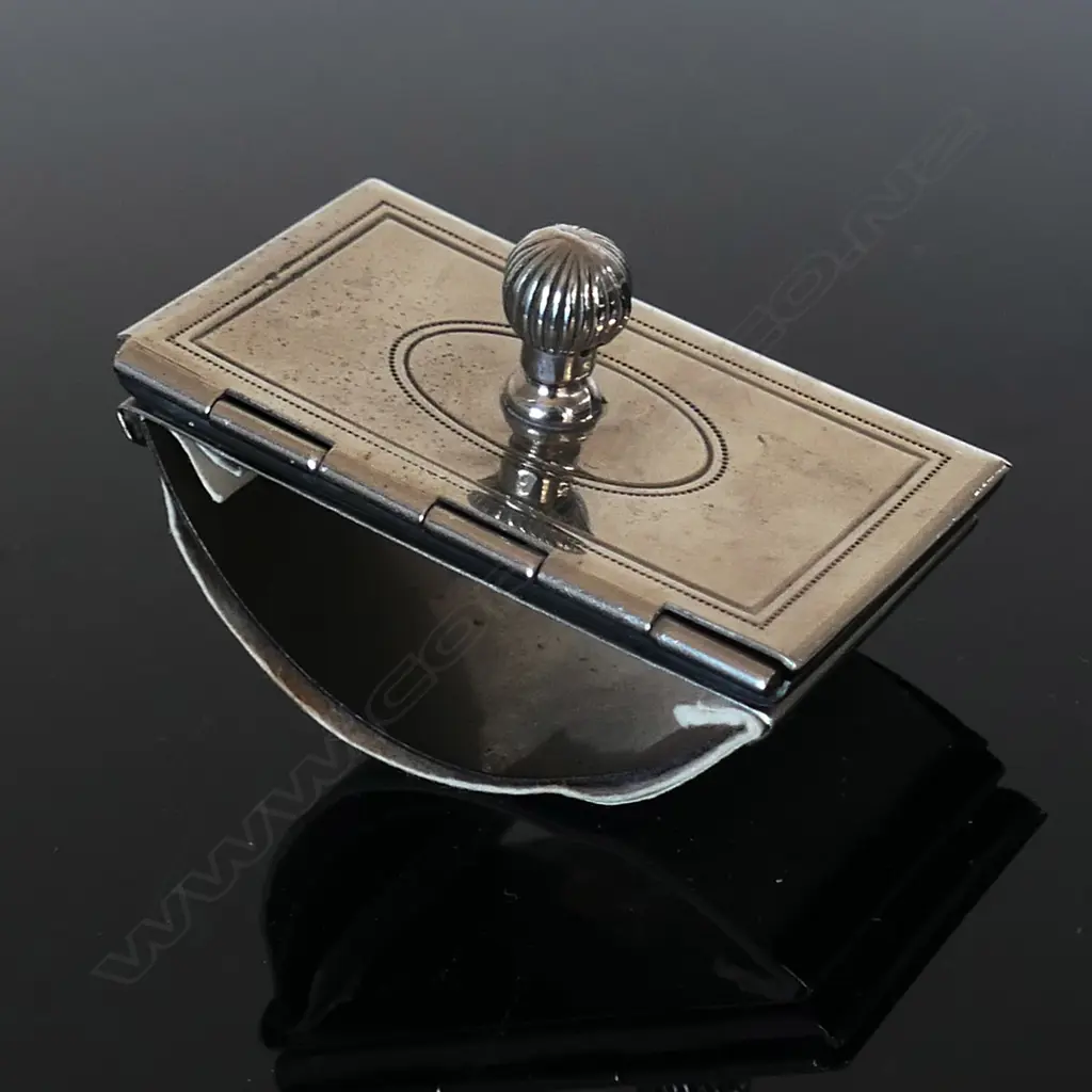Silver plated double stamp compartment and rocker ink blotter combined. Image 1++