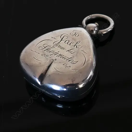 1899 Birmingham Hallmarked unusual Heart shaped Silver Sovereign Case