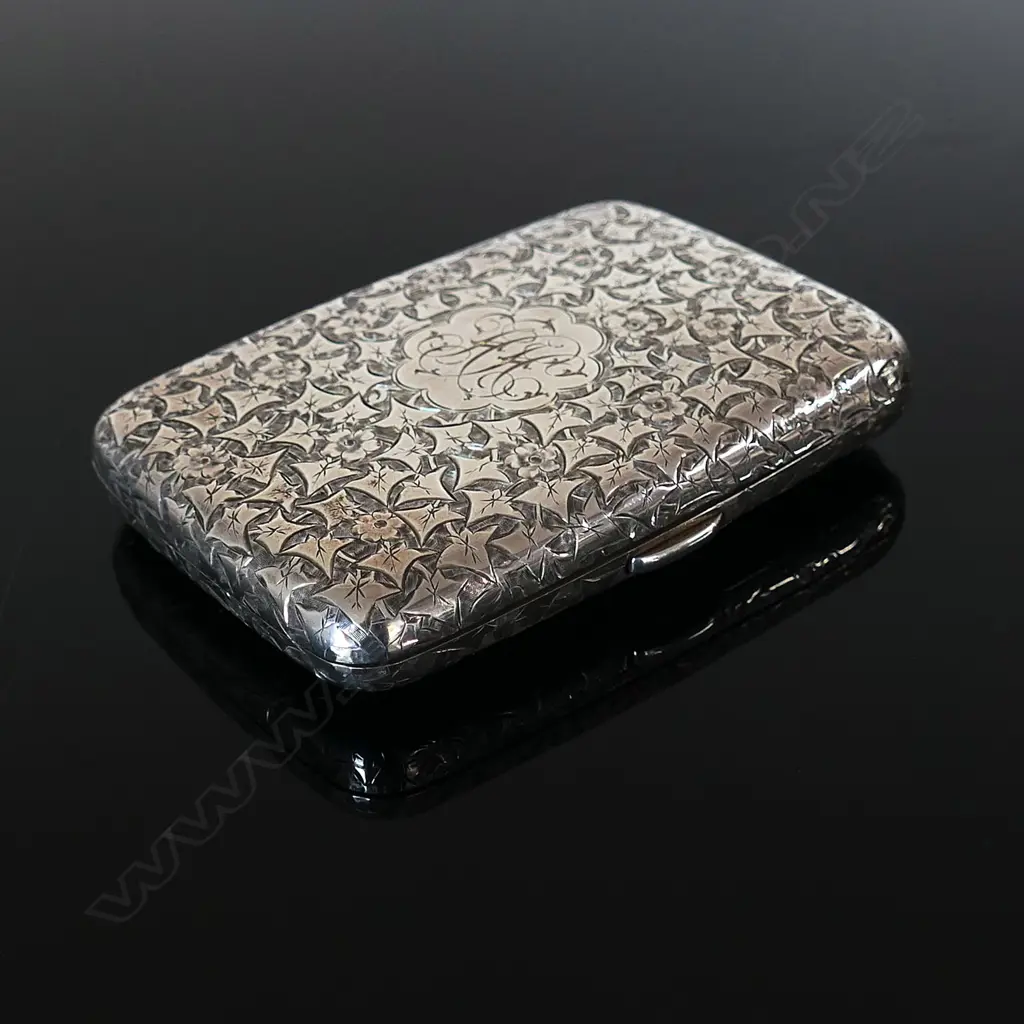 Rare 1895 Birmingham Sterling Silver Hallmarked combination cigarette, stamp and sovereign case Image 1++