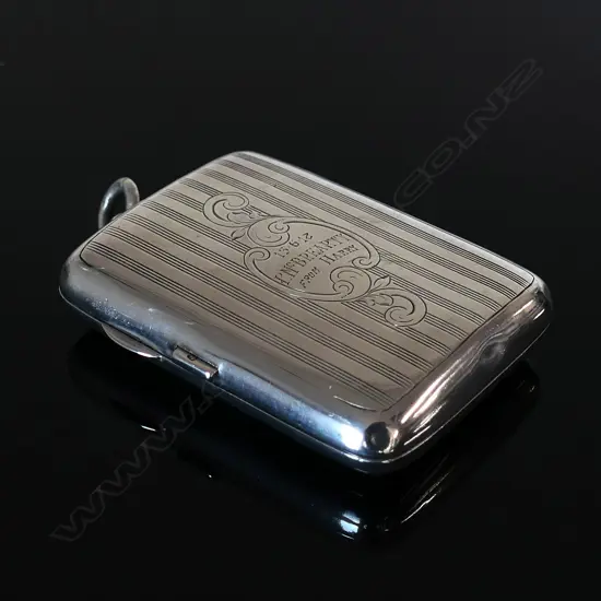 1908 Birmingham Sterling Silver Hallmarked combination cigarette case with coin and stamp holders,