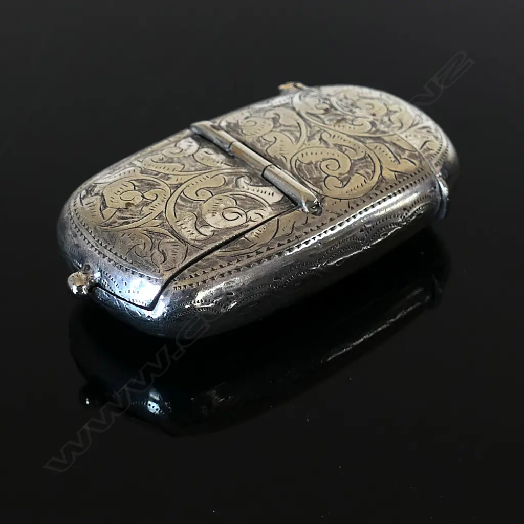 Silver plated Combination Vesta Case and Sovereign Holder with Stamp Compartment, Image 1++
