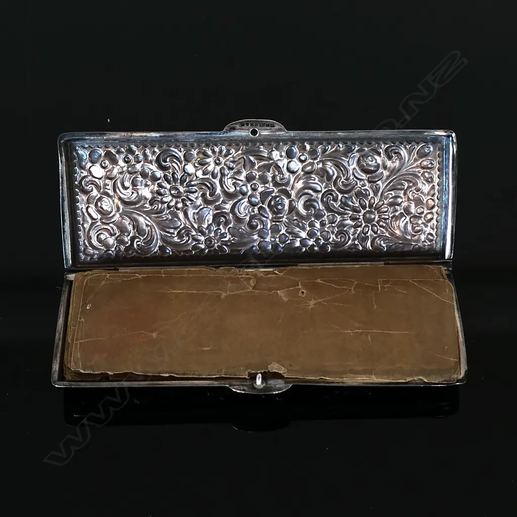 Silver HINGED STAMP CASE, marked “STERLING” Image 1++