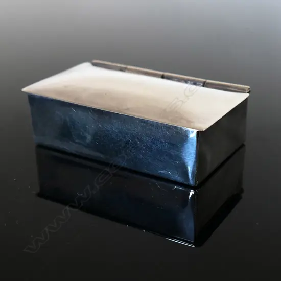 Silver Plate t wo compartment stamp box, hinged lid  plain finish
