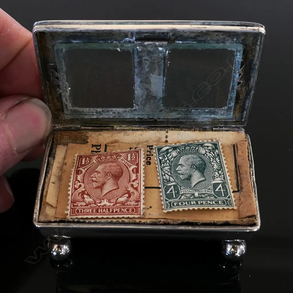 1901 Birmingham Hallmarked Silver Double Stamp Box, Image 1++