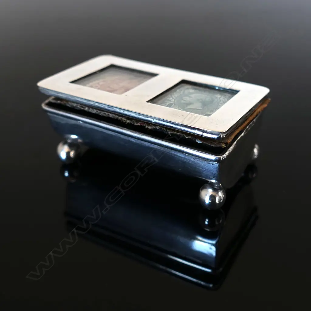 1901 Birmingham Hallmarked Silver Double Stamp Box, Image 1++
