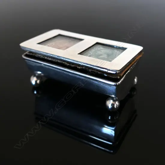 1901 Birmingham Hallmarked Silver Double Stamp Box,