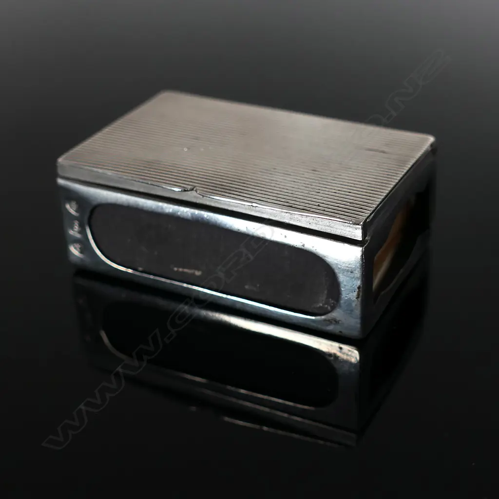Hallmarked .800 Silver Match Box Holder with Double Stamp Box, built into hinged top panel, Image 1++