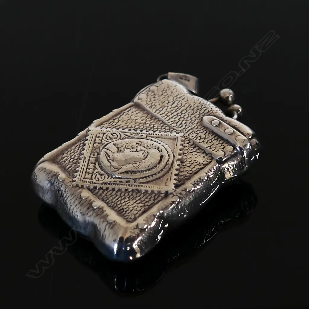 U.S.A. Replica Mail Bag, late 20th Century, pressed silver metal plate with stamp case built in, Image 1++