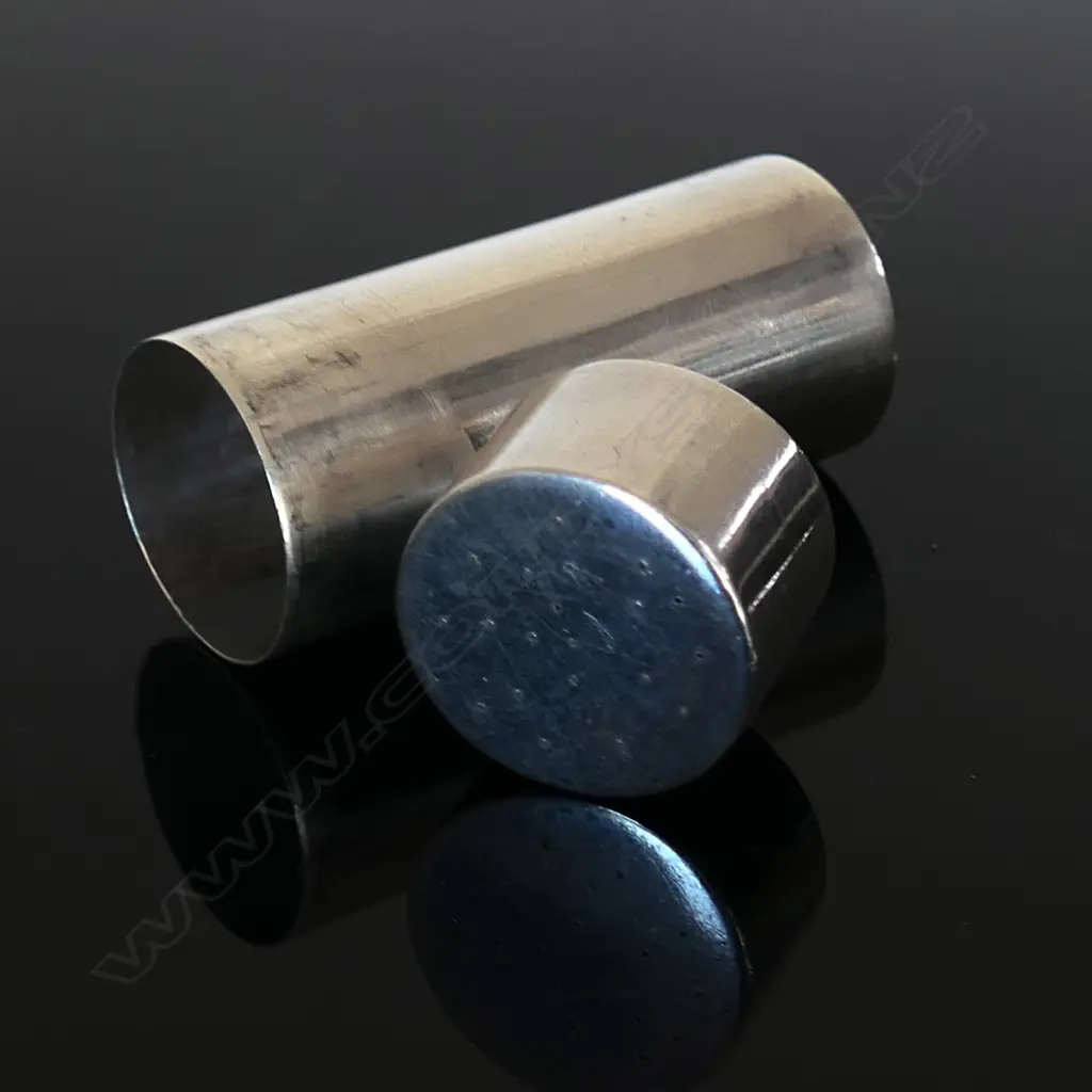 1908 London Silver Hallmarked Cylindrical Stamp Damper In Two Parts, by Gresham Barber & Co., Image 1++