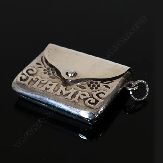 Unmarked but probably Sterling Silver Single Compartment Stamp Envelope with additional photo frame