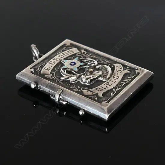 Benevolent Order of Elks of USA, Toledo Lodge #53 Cast Sterling Silver and Enamel Stamp Holder