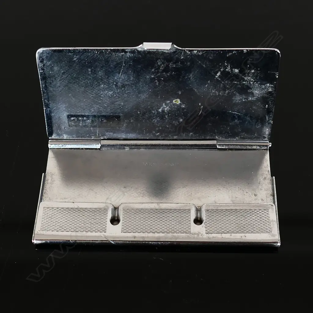 Chromium Plated Three Compartment Stamp Case marked “Stamps and enamel and Silver “Kiwi” Logo badge “AUCKLAND NZ” Image 1++