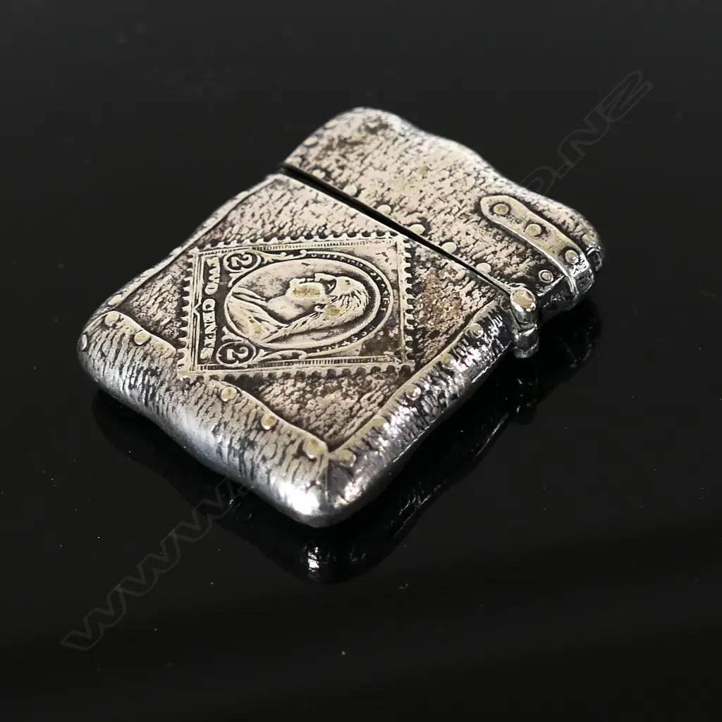 Silver plate Stamp Case – Mail Sack Design (U.S.A.) Image 1++