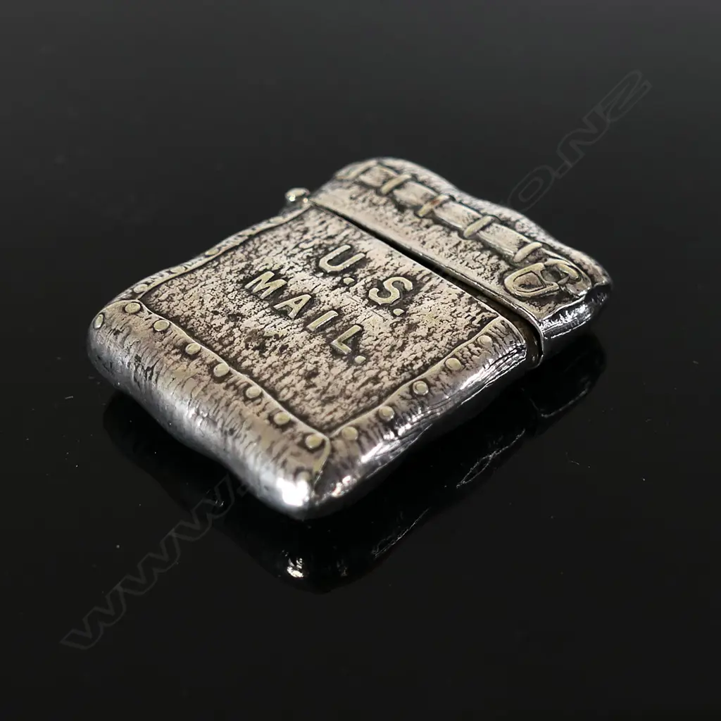 Silver plate Stamp Case – Mail Sack Design (U.S.A.) Image 1++