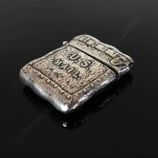 Silver plate Stamp Case – Mail Sack Design (U.S.A.)