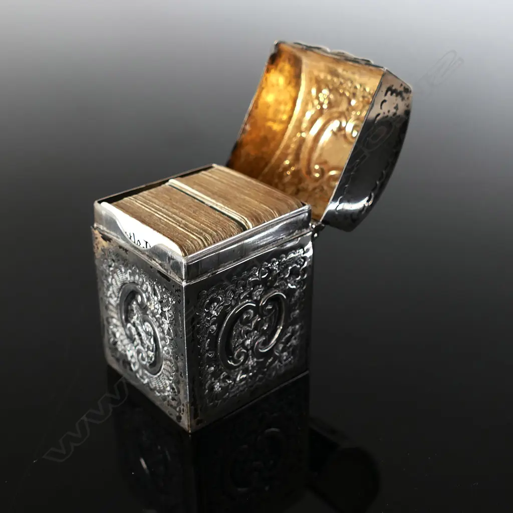 London 1900 Hallmarked  Silver Miniature Playing Cards Box, by James Deakin & Sons (John & William F Deakin), London, Image 1++