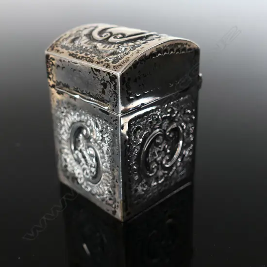 London 1900 Hallmarked  Silver Miniature Playing Cards Box, by James Deakin & Sons (John & William F Deakin), London,