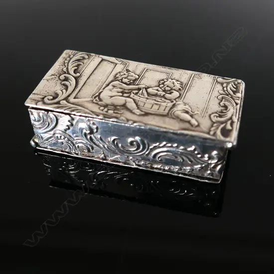Silver Four Compartment Stamp Box, probably French,