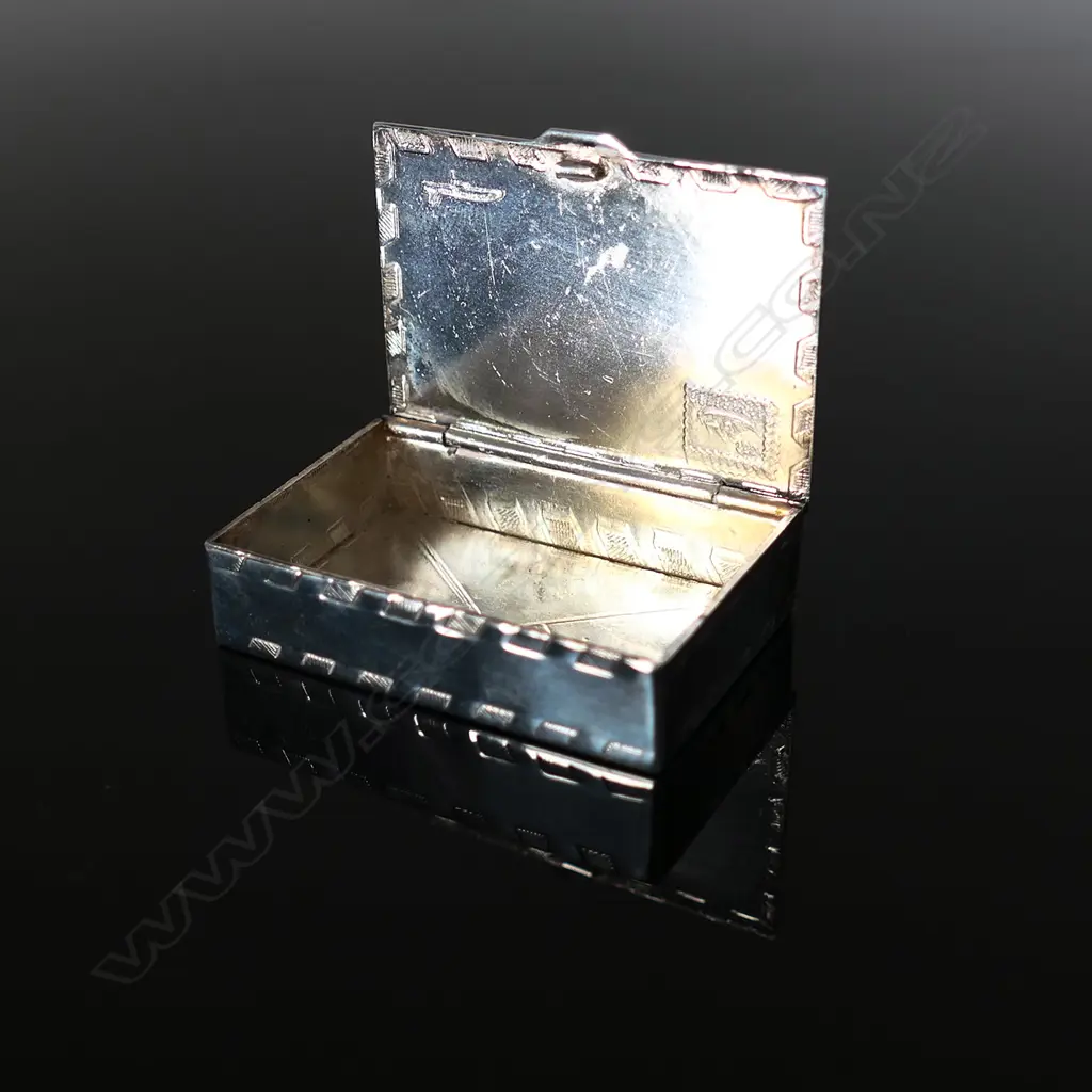 Single Stamp Box, Silver Plate, Replica Airmail Envelope Image 1++