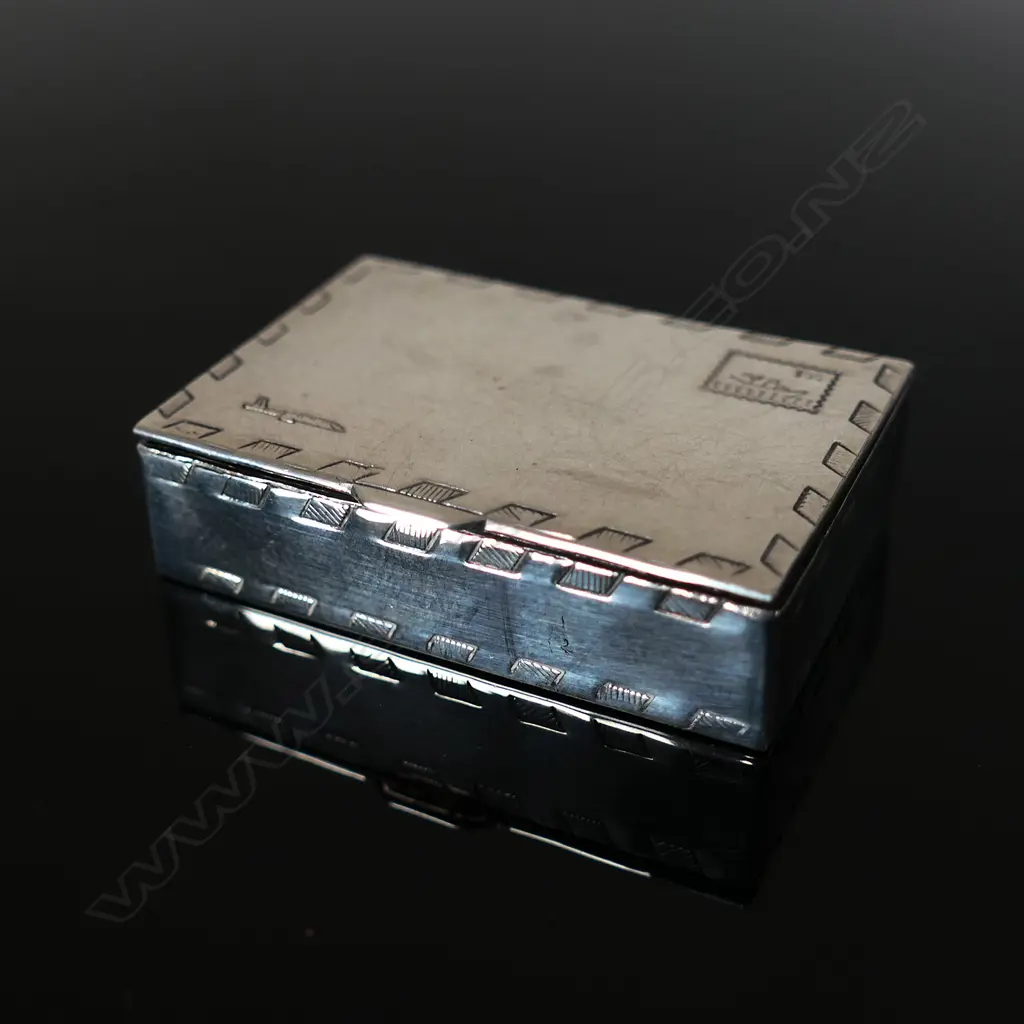 Single Stamp Box, Silver Plate, Replica Airmail Envelope Image 1++
