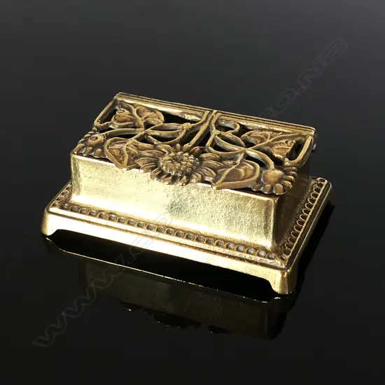 Art Nouveau Style Brass, two compartment postage stamp “SUNFLOWER” box.