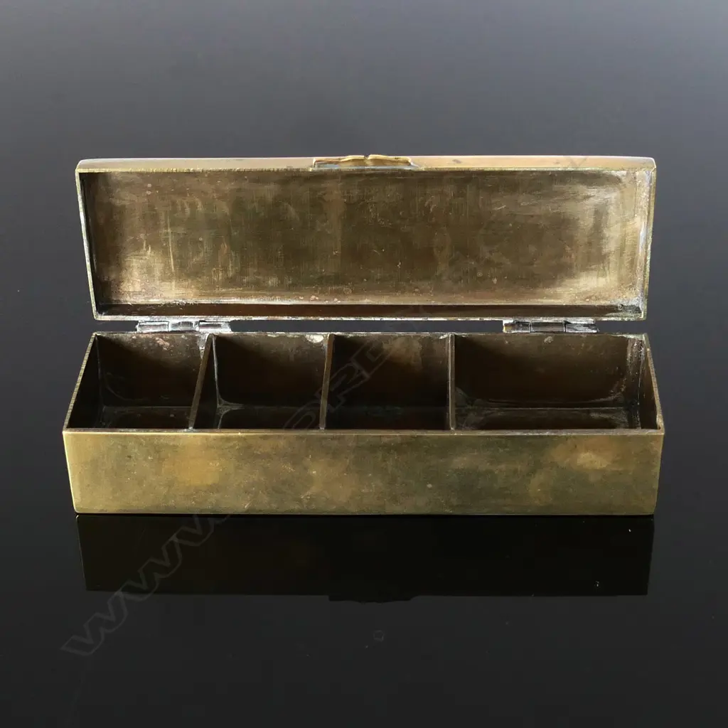 Early 1900s Chinese Made Brass Four Postage Stamp Compartment Image 1++