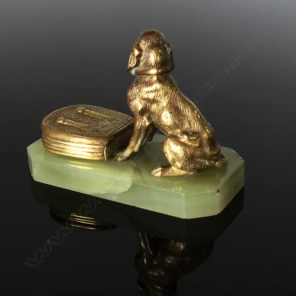 An Austro-Hungarian Fin-De-Siècle Gilt Bronze and Onyx Paperweight with postage stamp compartment, Image 1++