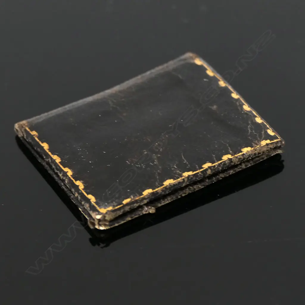 Dark Brown Leather Stamp Case for stamps and one photograph, Image 1++