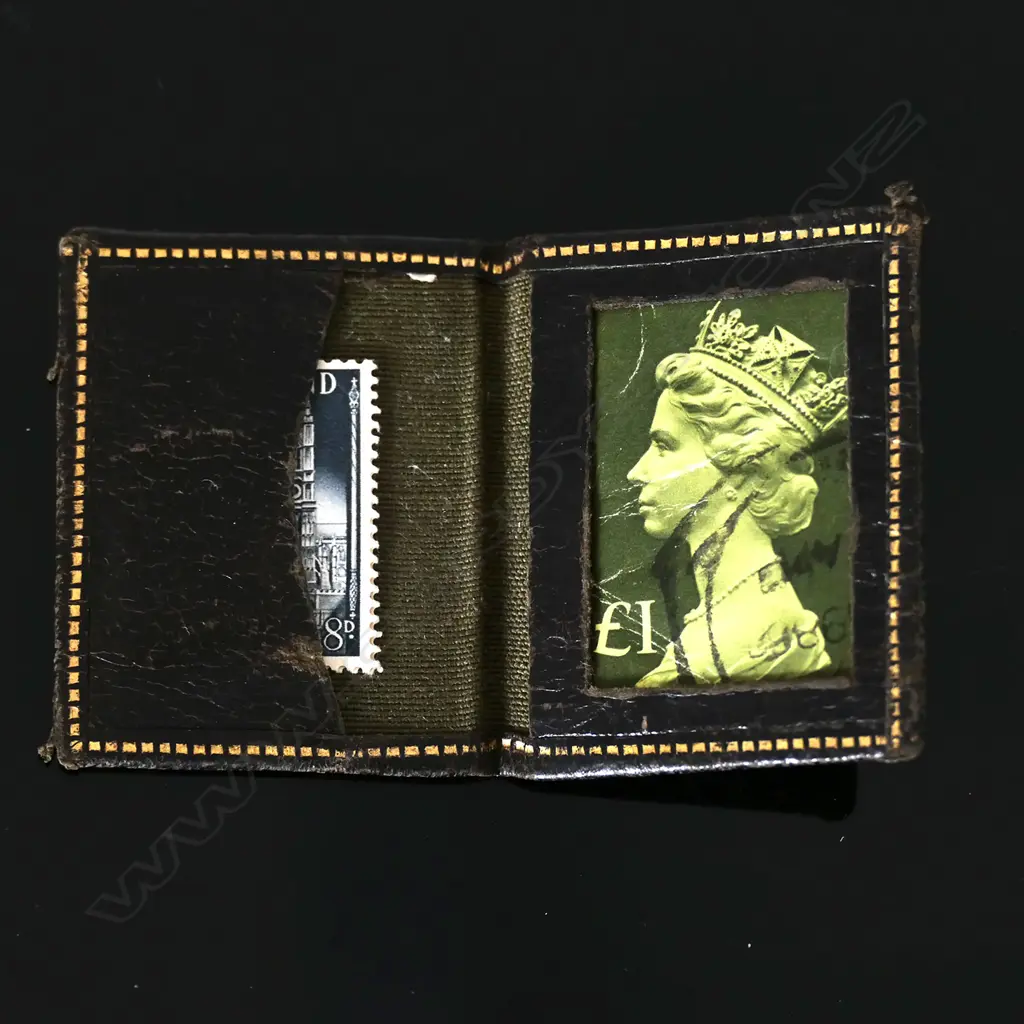 Dark Brown Leather Stamp Case for stamps and one photograph, Image 1++