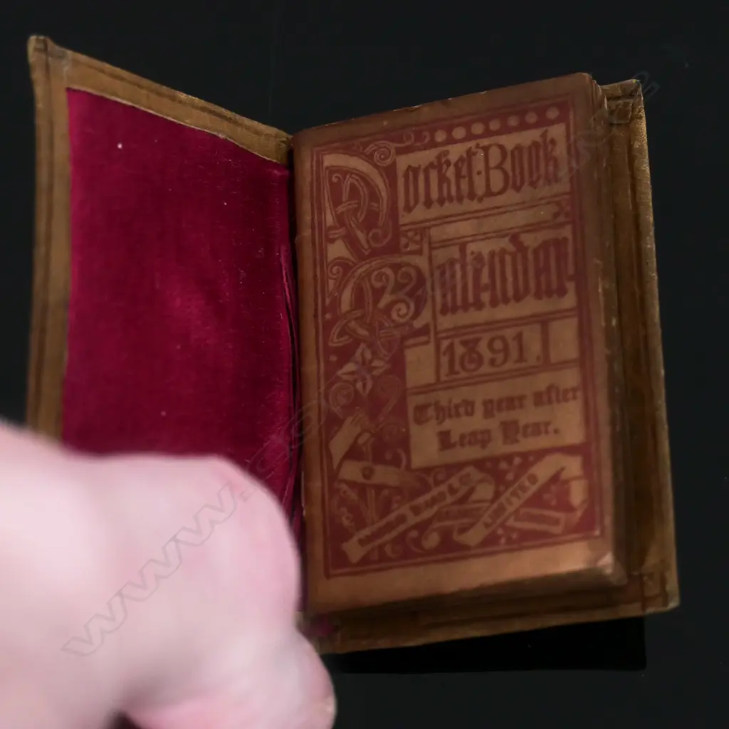 1891 Light Brown Leather Stamp Case, includes a very rare copy of Marcus Ward & Co. Pocket Book Image 1++