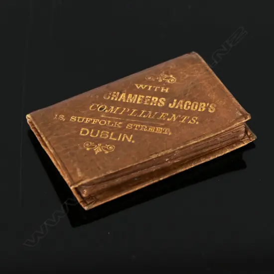 1891 Light Brown Leather Stamp Case, includes a very rare copy of Marcus Ward & Co. Pocket Book
