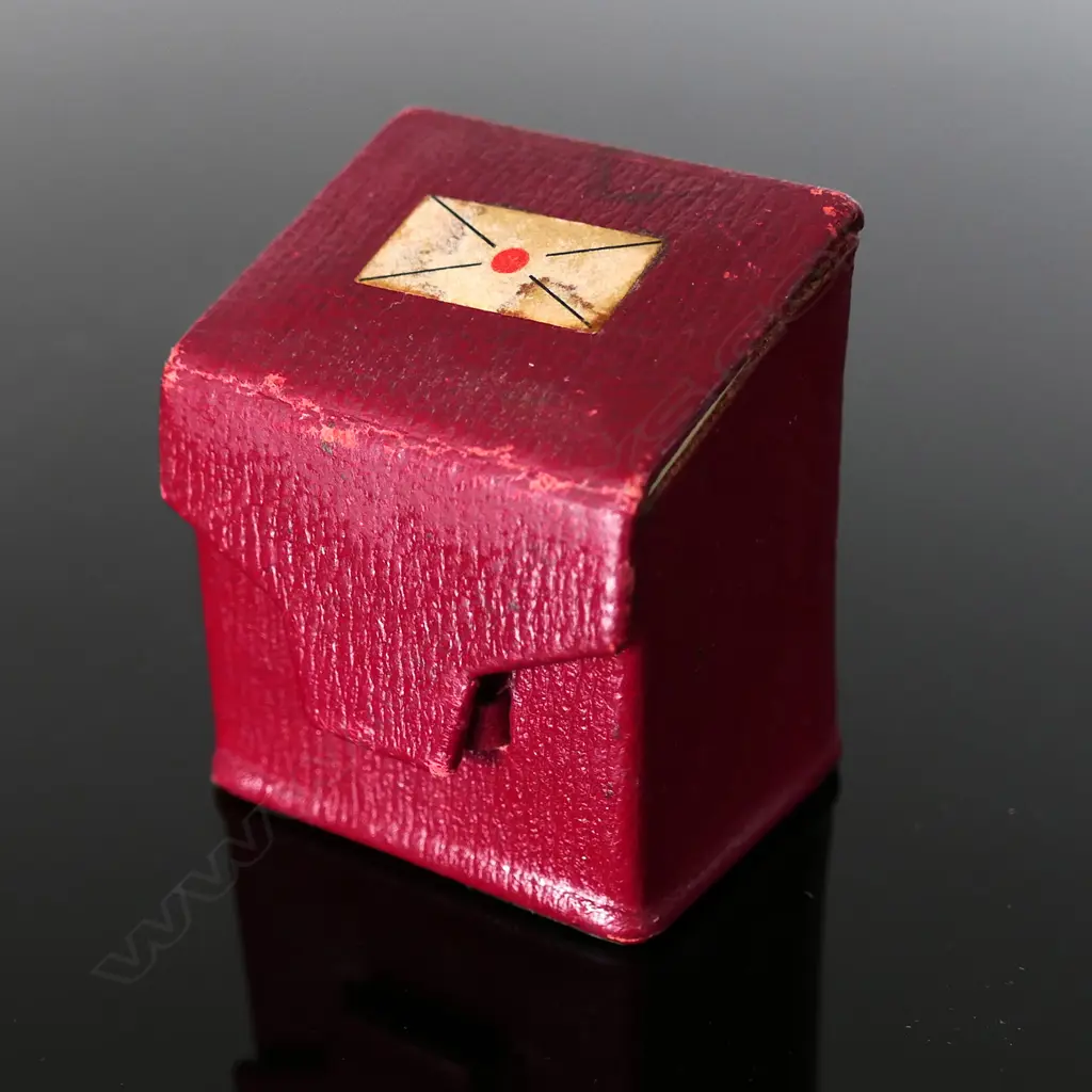 Red Leather Three Stamp Compartment Chest, Image 1++