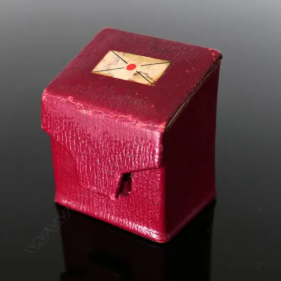 Red Leather Three Stamp Compartment Chest,
