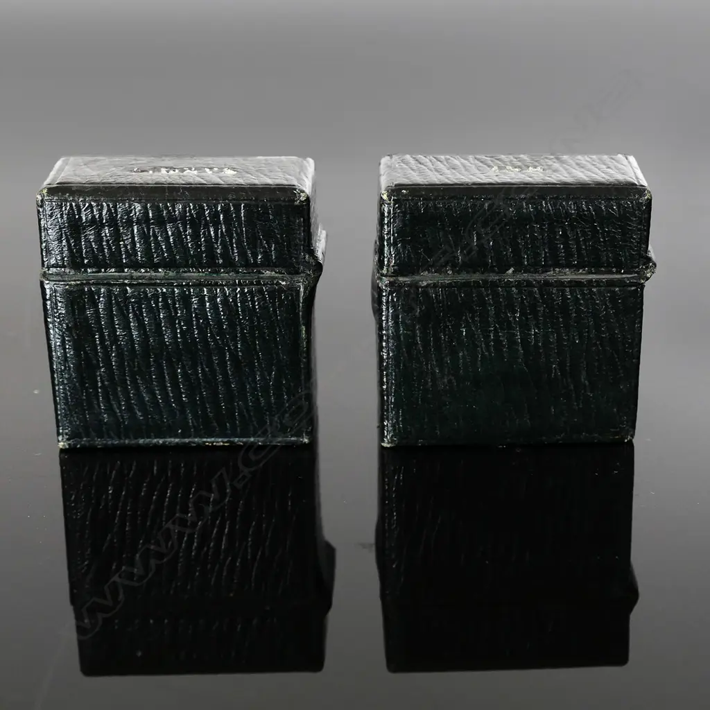 Matching Pair Travelling  Ink Well and Vesta (matches), complete with undamaged glass ink container and match striker with match chamber. Image 1++
