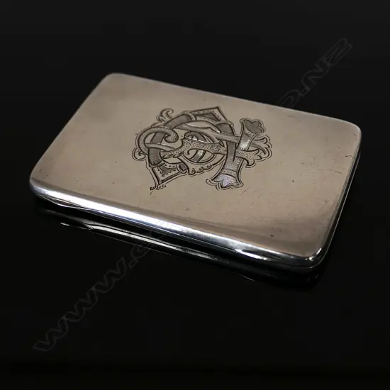 1899 Birmingham Silver Hallmarked Stamp Case with brown leather interior