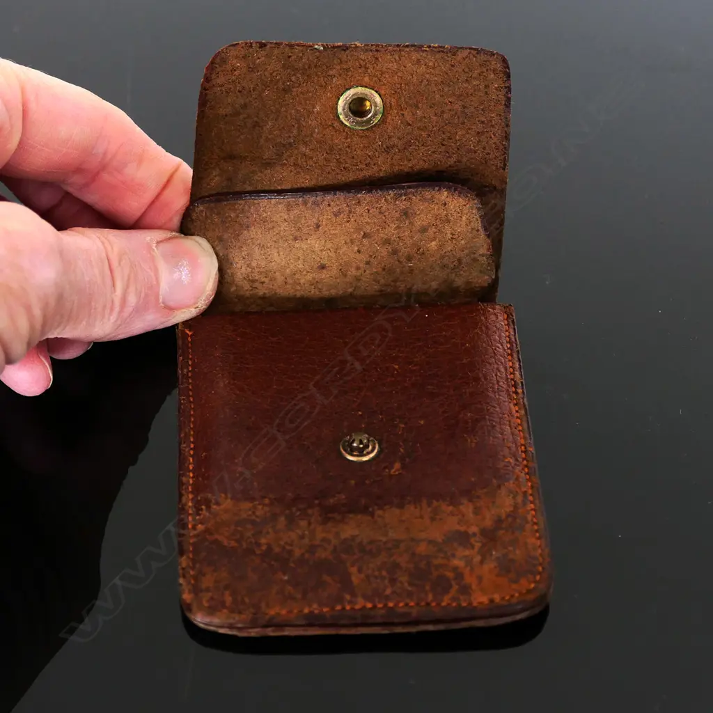 Brown Leather Purse with a loose leather insert (pulls out to expose six Postage Stamp Compartments) Image 1++