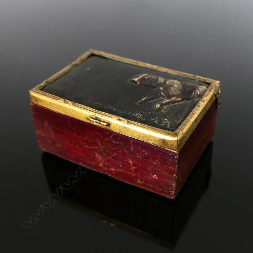 Hand-made Bespoke Wood/Leatherette Double Stamp Box with hinged lid. Image 1++