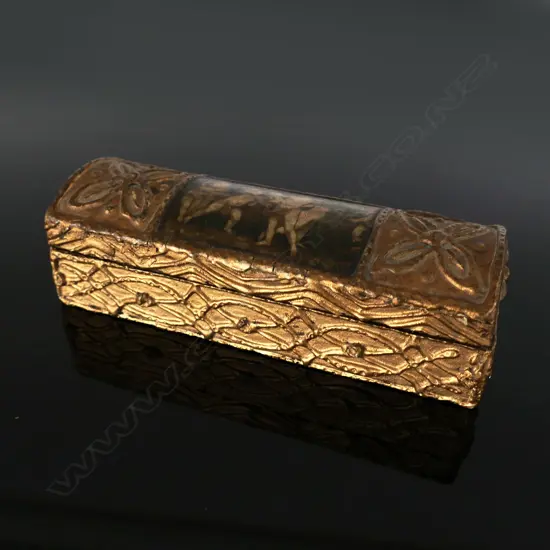 Papier-Mâché Venetian Five Postage Stamp Compartments Stamp Box,