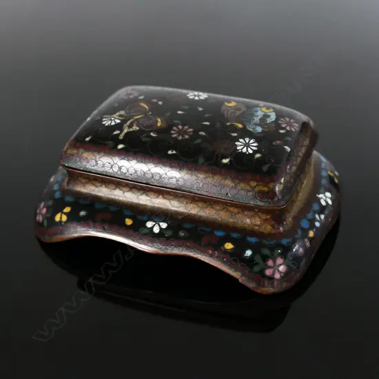 Japanese Cloisonné Enamel Double Compartment Stamp Box,