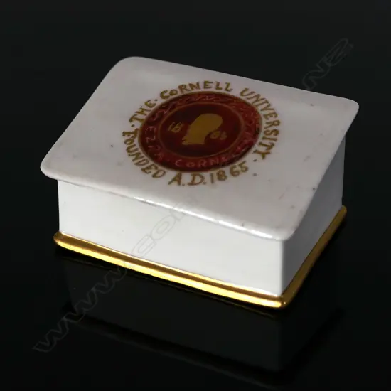 Antique Ceramic Double Compartment Postage Stamp Box,