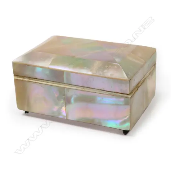 Vintage Mother of Pearl Lined Stamp Two Compartment, Box.