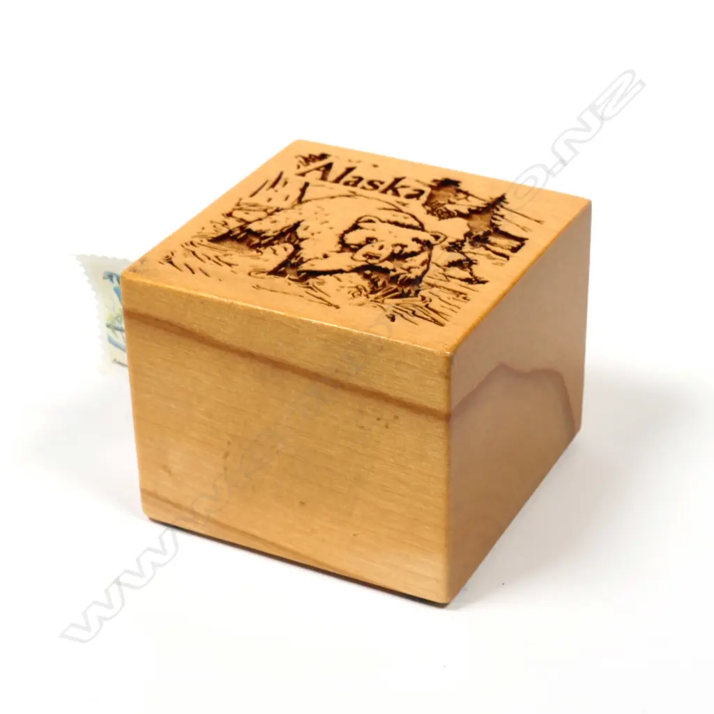 Souvenir Stamp Coil Dispenser, made of birch wood by “Lasertech”, Alaska. Image 1++