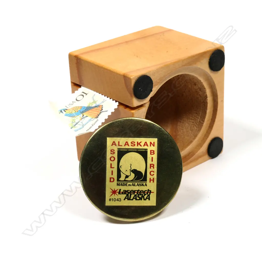Souvenir Stamp Coil Dispenser, made of birch wood by “Lasertech”, Alaska. Image 1++