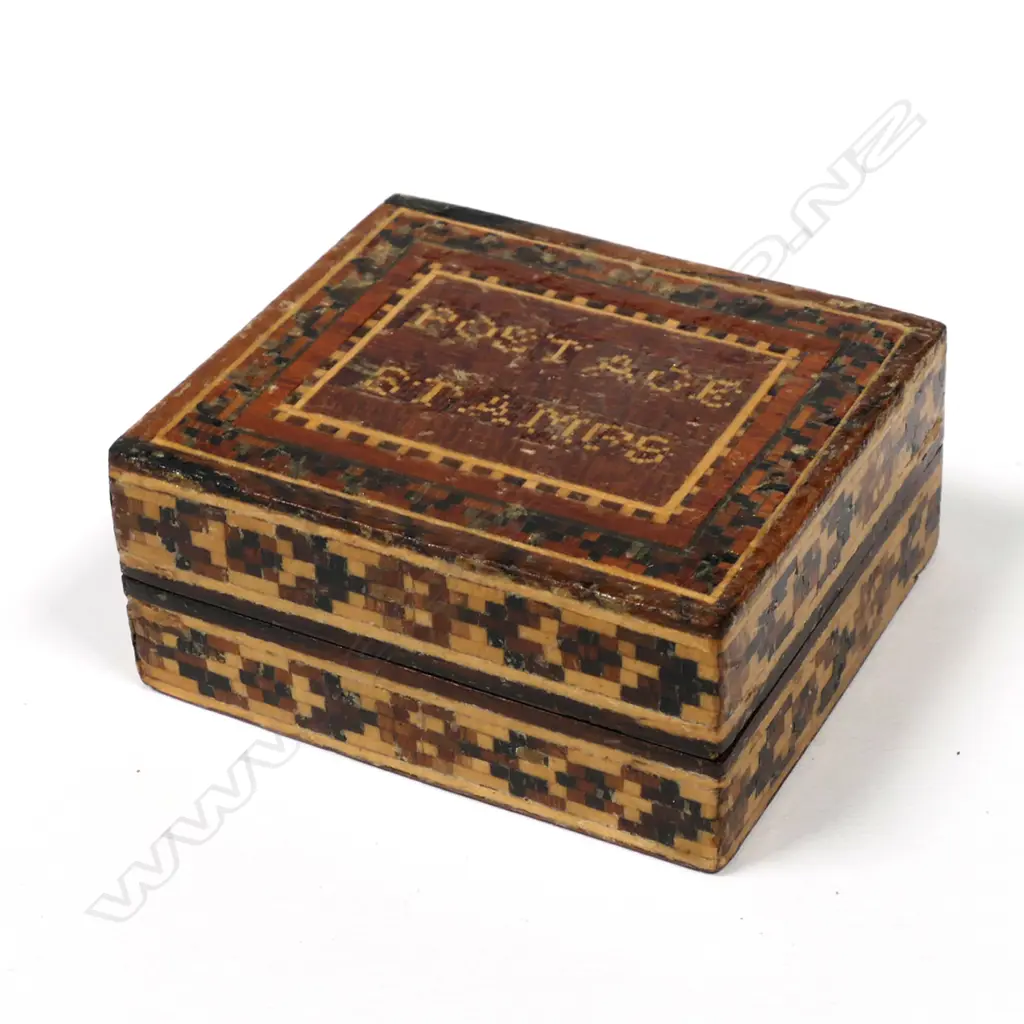 Tunbridge Ware Single Compartment Postage Stamp Box, Image 1++